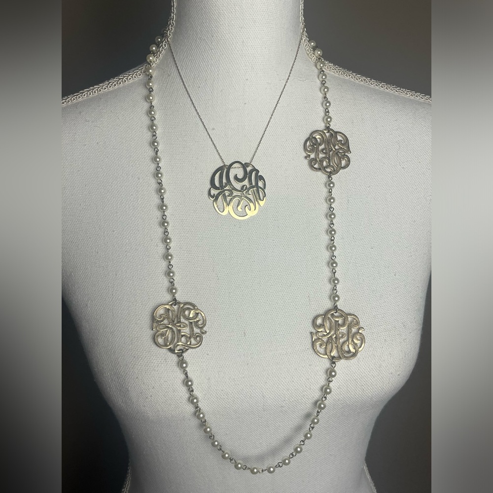 Anthropologie pearl & emblem long necklace